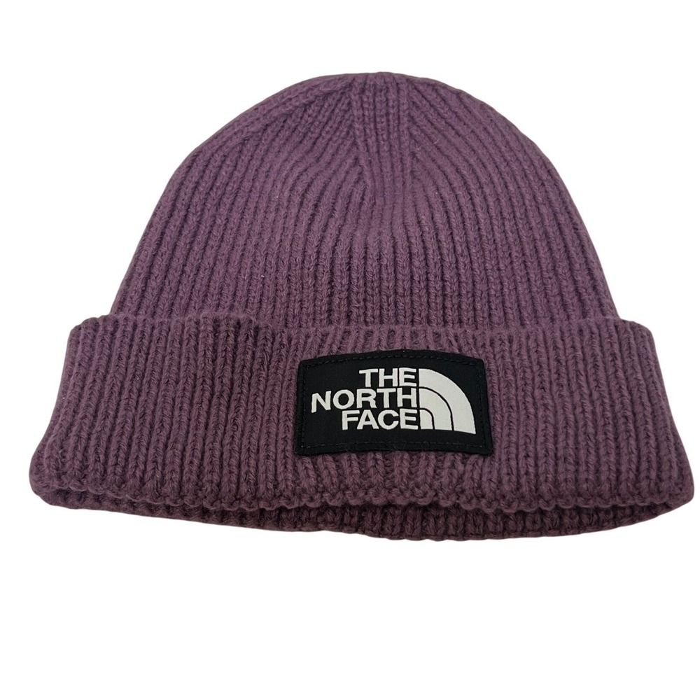 The North Face Purple Ribbed Knit Cuffed Beanie Hat Unisex One Size Regular